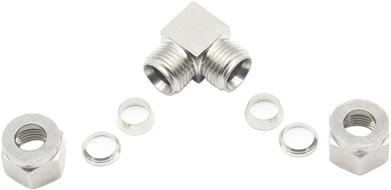 Pysrych 304 Stainless Steel Compression Tube Fitting, 90 Degree Elbow, 3/8" OD x 3/8" OD, Pack of 2 - Image 4